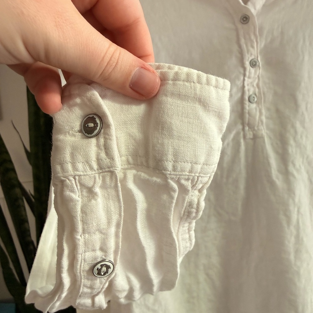 Faherty 100% Linen White Tunic Button Up Top in Size‎ Small - Picture 6 of 10